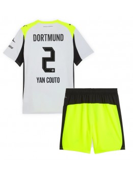 Borussia Dortmund Yan Couto #2 Replika Borta Kläder Barn 2025-26 Kortärmad (+ byxor)
